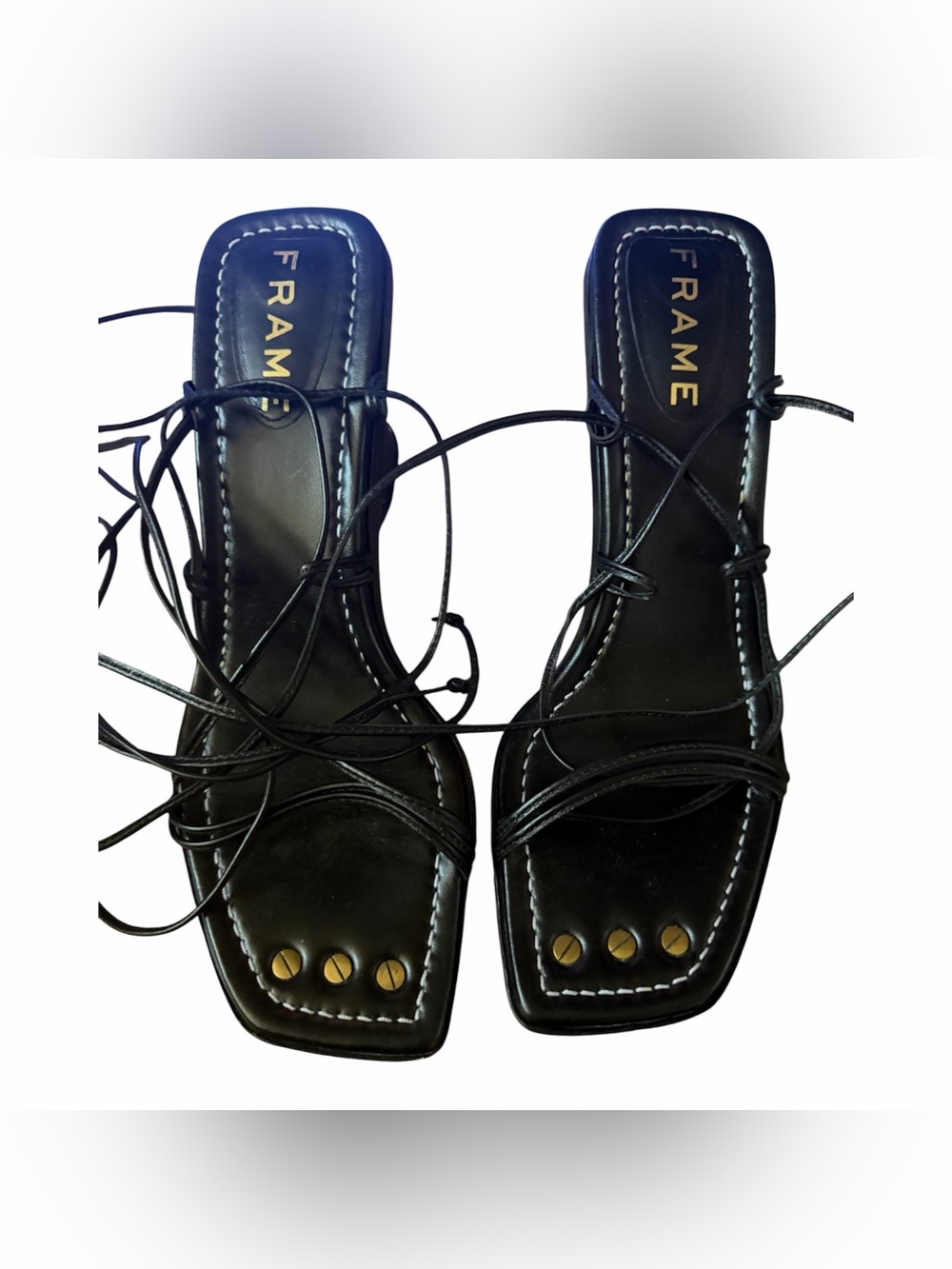 Frame Le Doheny Lace-Up Square Toe Strappy Woman’s Heels